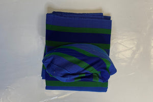 Multicolored Aso Oke Gele, Ipele, and Fila - blue & green